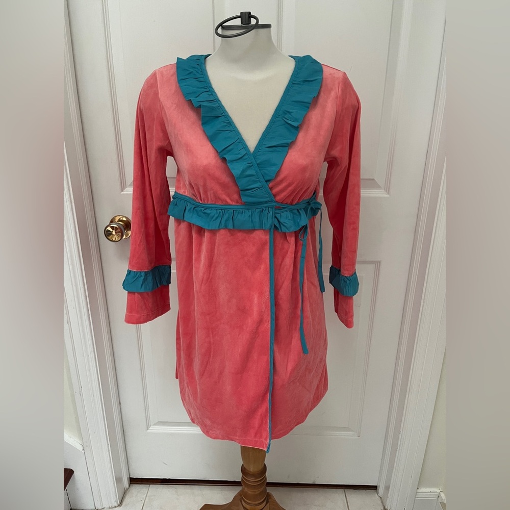 Coral and Teal Wrap robe